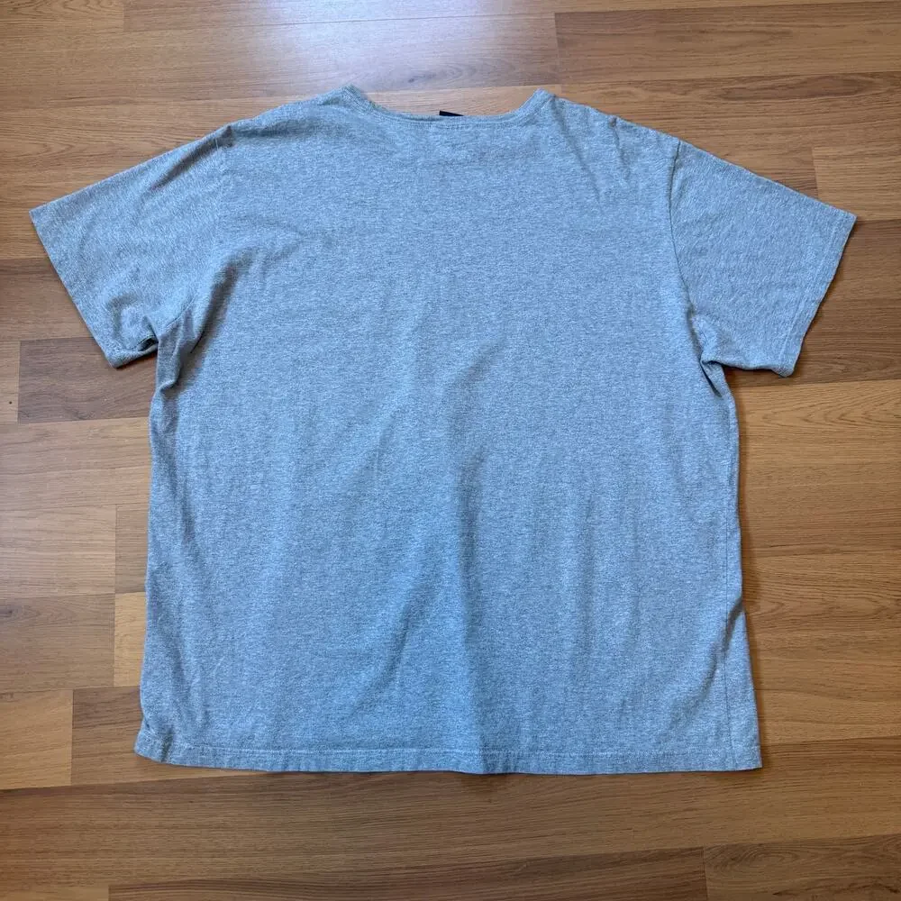 Men's Vintage Polo Ralph Lauren Gray Blue Script Spell Out Tee Shirt Sz 2XL XXL